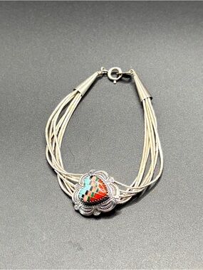 Liquid Sterling Silver Multi-Strands a heart,with multiple colors